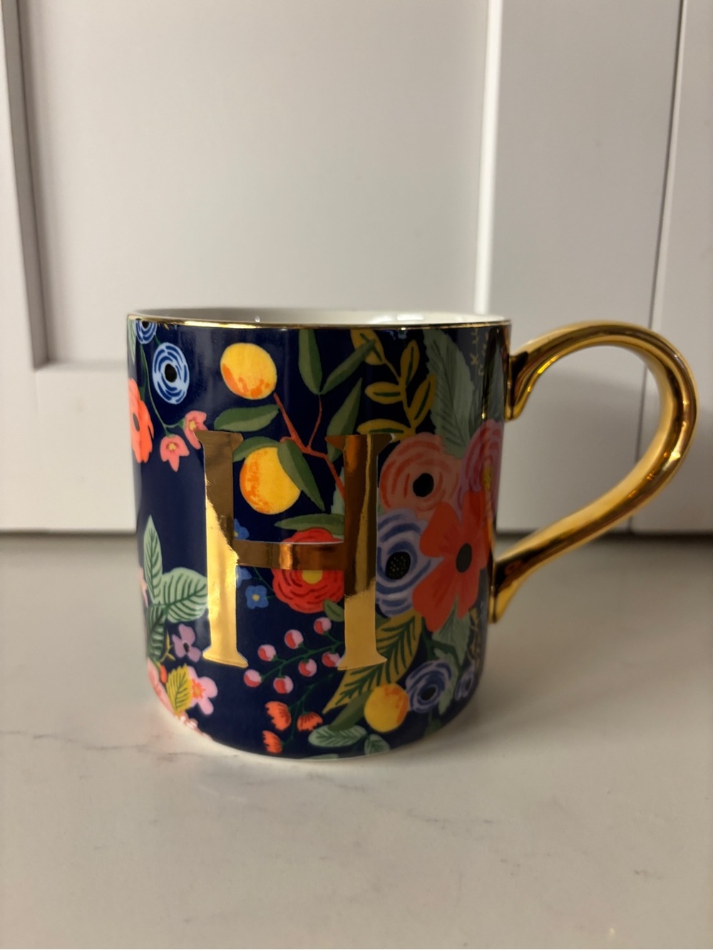 Anthro x Rifle Paper Co “H” mug